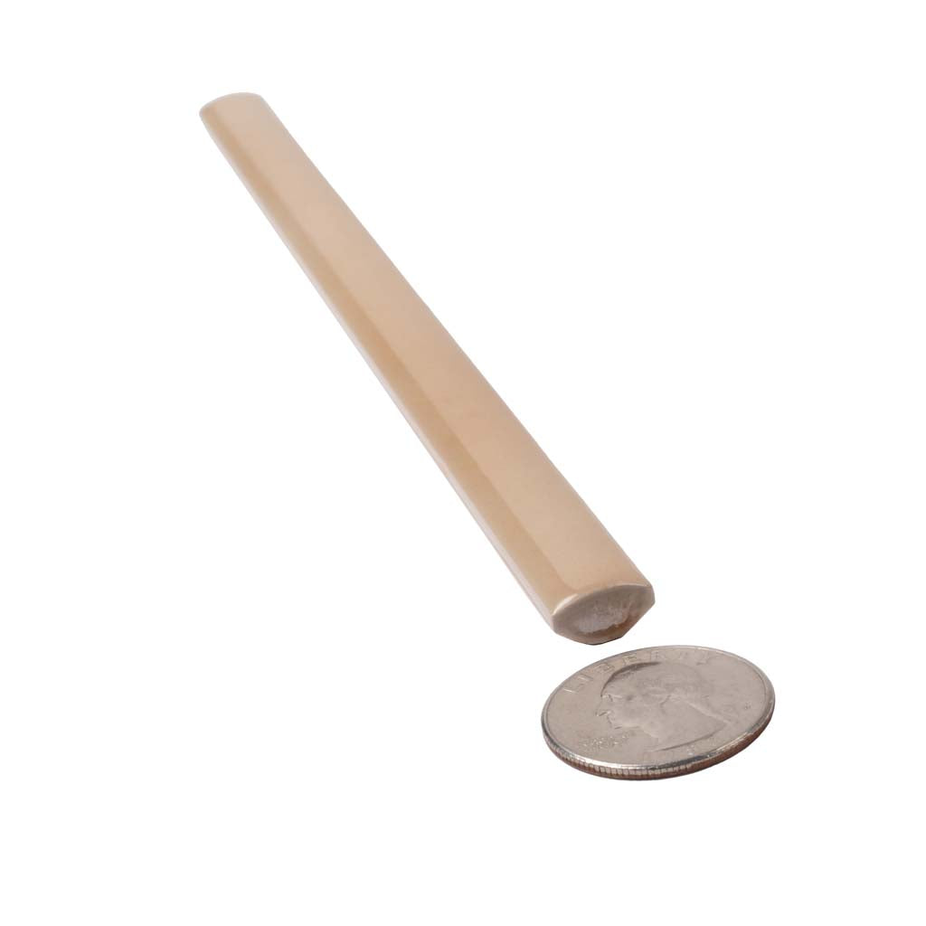 Beige 0.5x8 Glossy Ceramic Pencil Tile Trim (10 pack, 0.3 sq ft/case) - Sample
