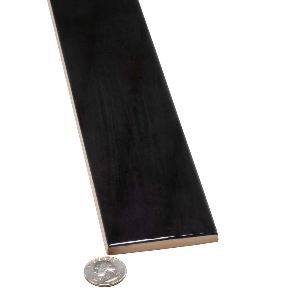 Black 2.6x16 Glossy Ceramic Subway Tile (38 pack, 10.76 sq ft/case) - Sample