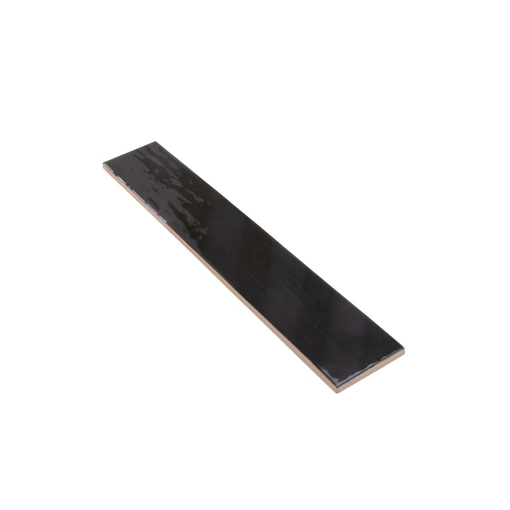 Black 2.6x16 Glossy Ceramic Subway Tile (38 pack, 10.76 sq ft/case) - Sample