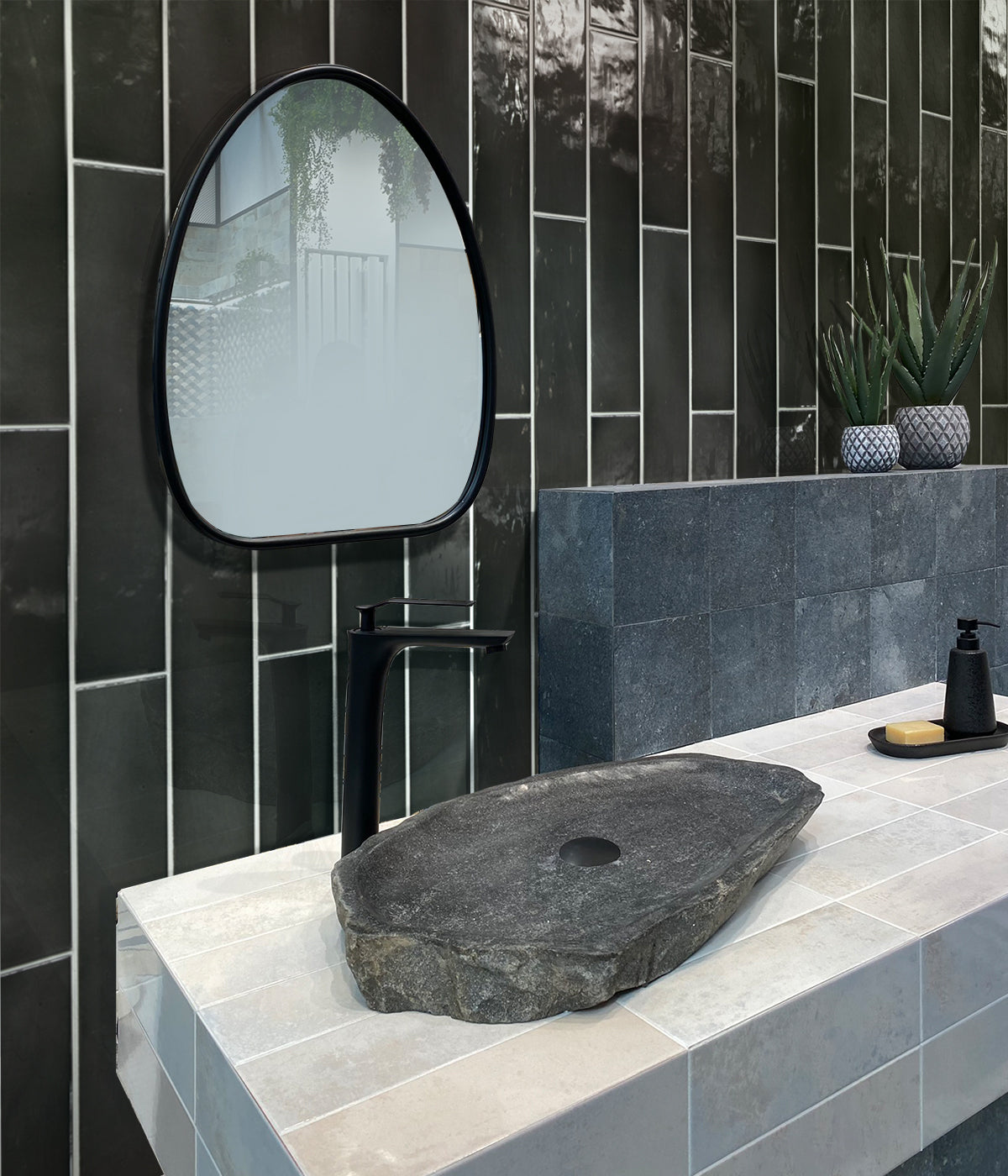 Black 2.6x16 Glossy Ceramic Subway Tile (38 pack, 10.76 sq ft/case) - Sample