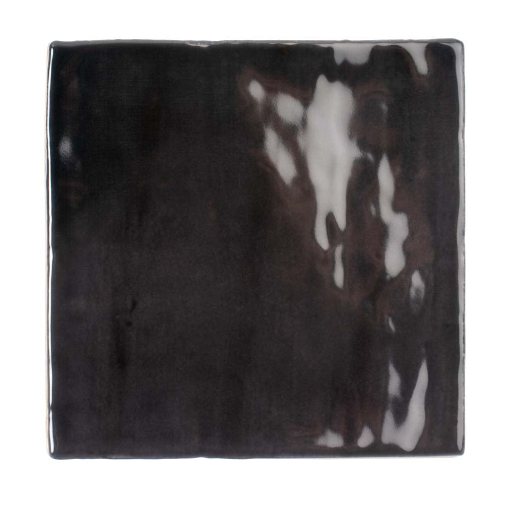 Black 4x4 Glossy Square Ceramic Tile (50 pack, 5.38 sq ft/case) - Sample