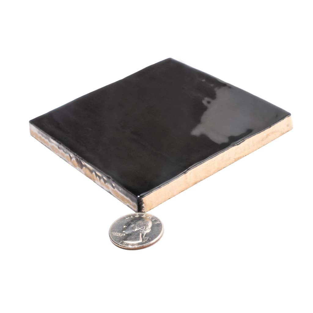 Black 4x4 Glossy Square Ceramic Tile (50 pack, 5.38 sq ft/case) - Sample
