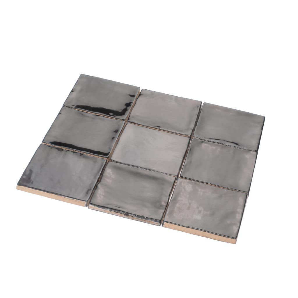 Black 4x4 Glossy Square Ceramic Tile (50 pack, 5.38 sq ft/case) - Sample
