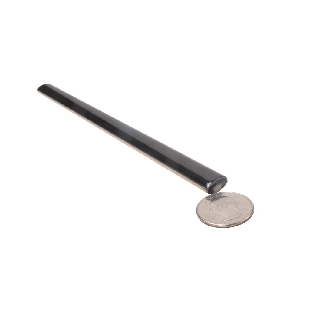 Black 0.5x8 Ceramic Glossy Pencil Tile Trim (10 pack, 0.3 sq ft/case) - Sample