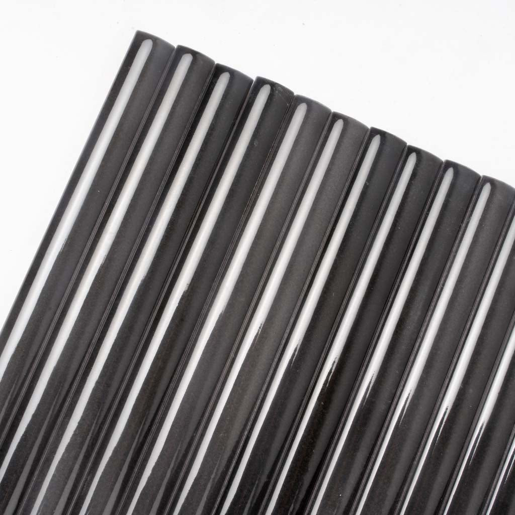 Black 0.5x8 Ceramic Glossy Pencil Tile Trim (10 pack, 0.3 sq ft/case) - Sample