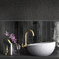 Black 0.5x8 Ceramic Glossy Pencil Tile Trim (10 pack, 0.3 sq ft/case) - Sample