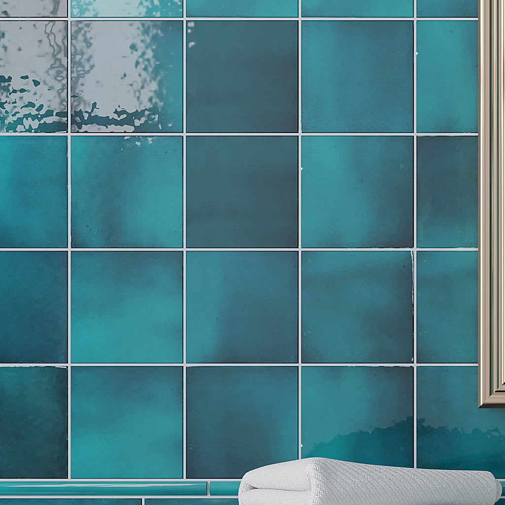 Teal Green 4x4 Glossy Square Ceramic Tile (50 pack, 5.38 sq ft/case)