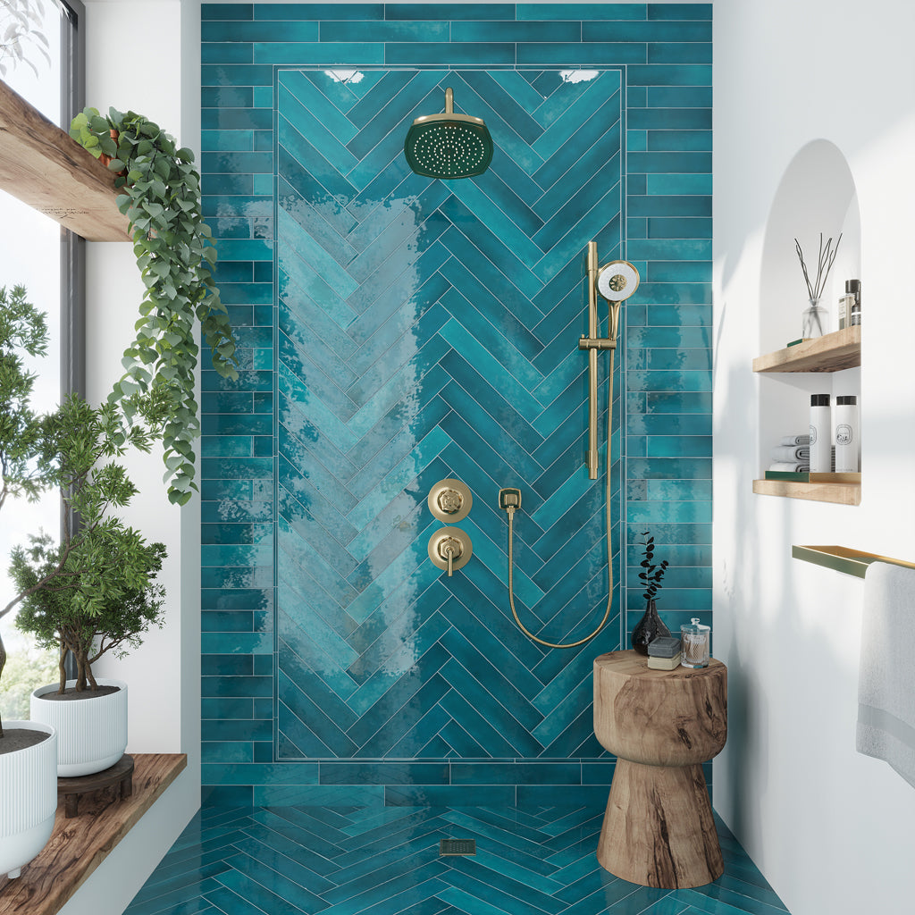 Teal Green 3x16 Glossy Ceramic Subway Tile for Backsplashes
