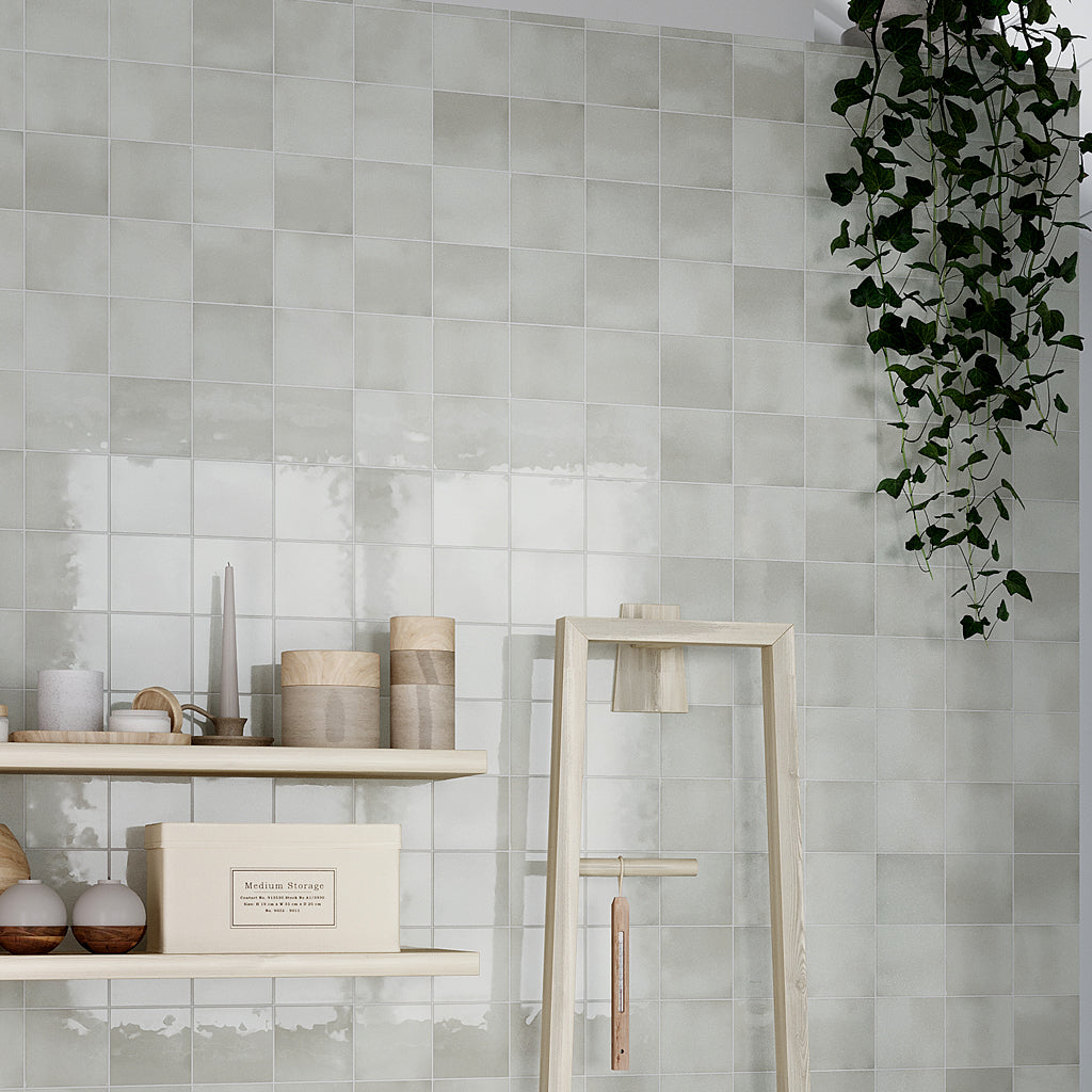 Silken 3.94 in. x 3.94 in. Glossy Tea Green Ceramic Square Tile (6.46 sq. ft./case)