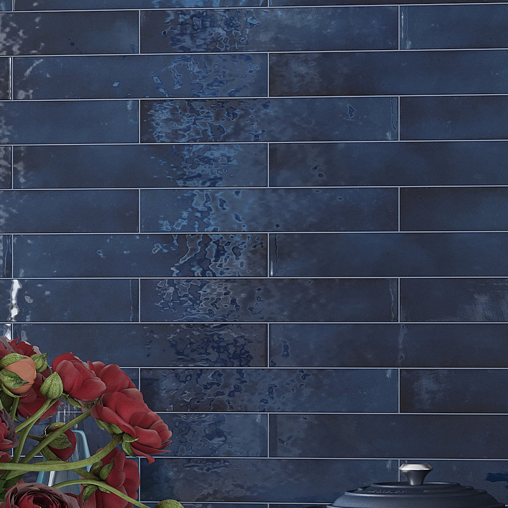 Navy Blue 2.6x16 Glossy Ceramic Subway Tile (38 pack, 10.76 sq ft/case)