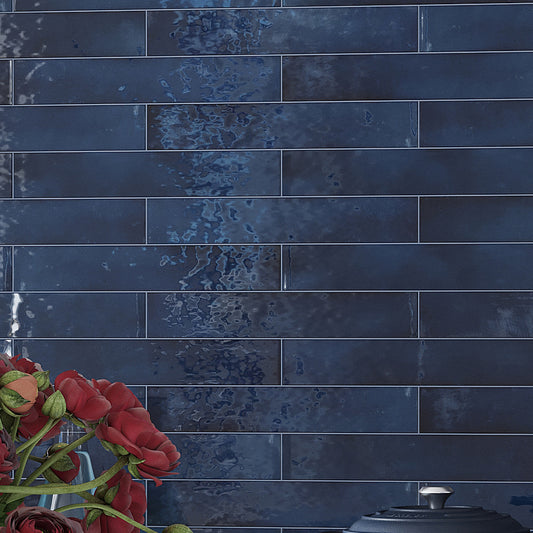Navy Blue 2.6x16 Glossy Ceramic Subway Tile (38 pack, 10.76 sq ft/case)