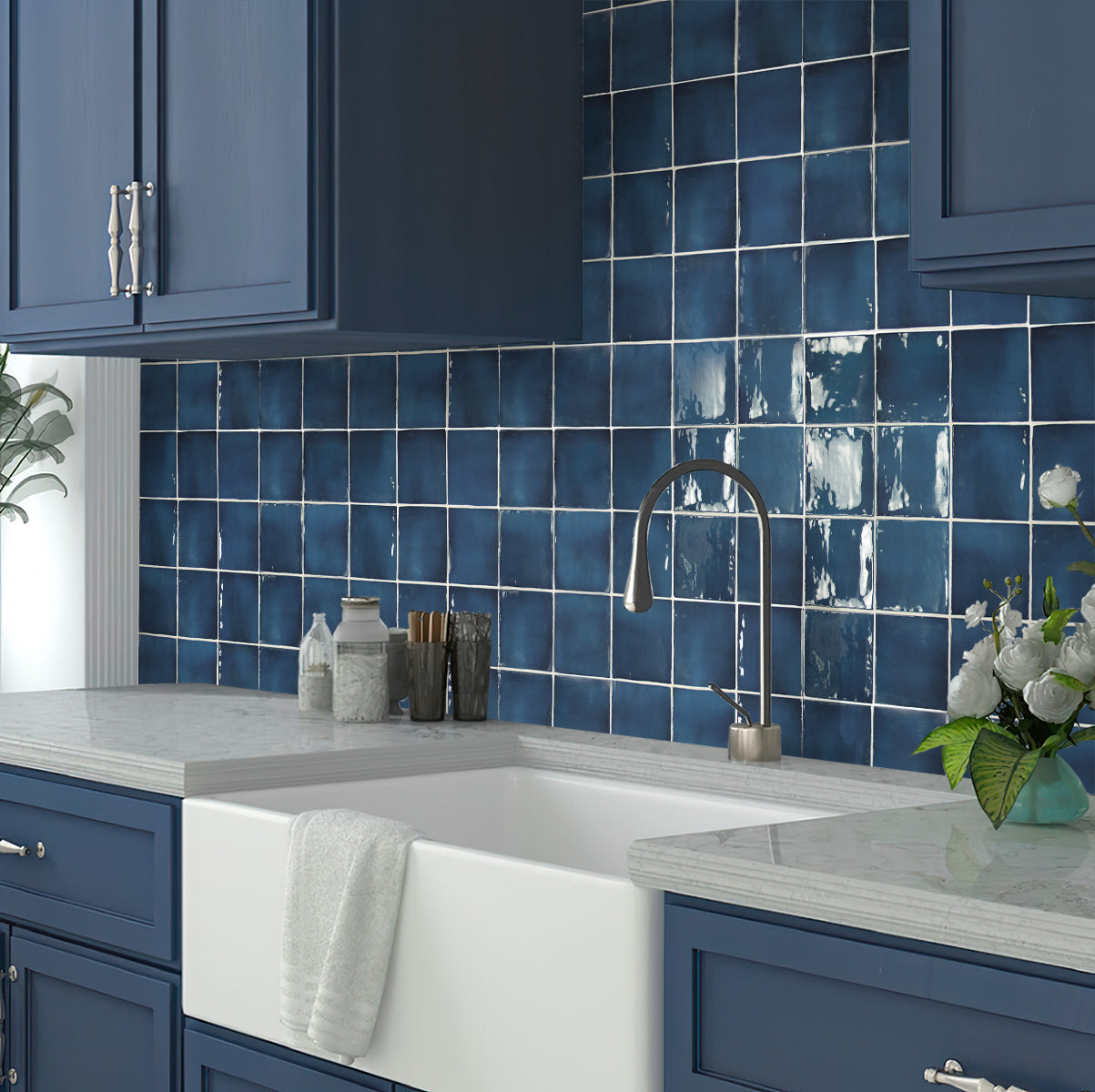 4x4 Silken Blue Glossy Tile