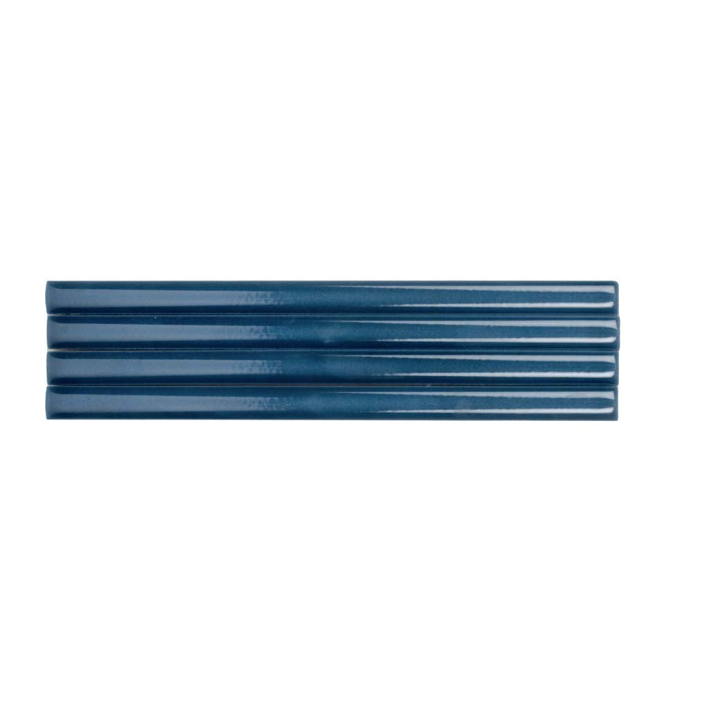 10 pack Silken 0.5 in. x 7.9 in. Glossy Blue Ceramic Pencil Tile Trims (0.3 sq ft/case) - Sample