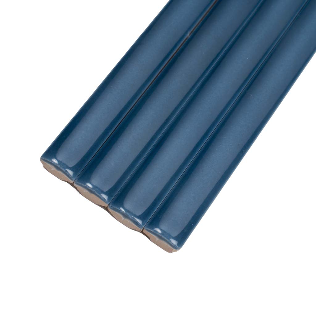 10 pack Silken 0.5 in. x 7.9 in. Glossy Blue Ceramic Pencil Tile Trims (0.3 sq ft/case) - Sample