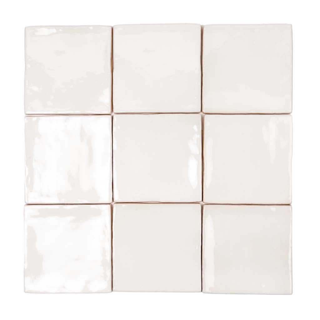 Ivory White 4x4 Glossy Square Ceramic Tile (60 pack, 6.46 sq ft/case) - Sample
