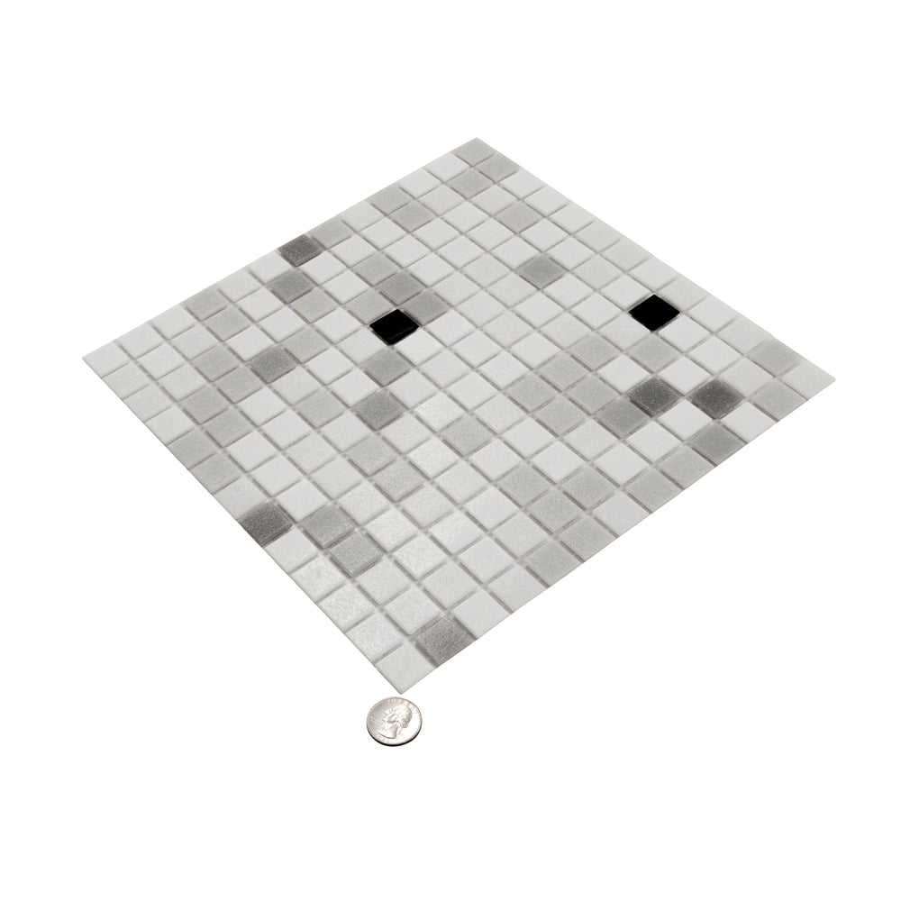 20-pack Mingles 12 in. x 12 in. Glossy White and Black Glass Mosaic Wall and Floor Tile (20 sq ft/case) - Sample