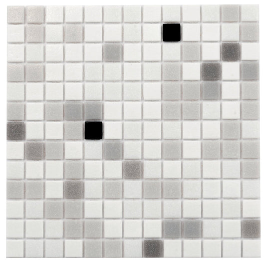 White Black 12x12 Glossy Uniform Square Glass Mosaic Tile (20 pack, 20 sq ft/case) - Sample