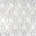 Polished white Bianco Carrara marble mosaic tile with hexagon and square patterns on mesh backing