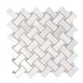 Sample - Eastern White Bianco Carrara 11x11 Polished Basketweave Marble Mosaic Tile (5 pack, 4.2 sq ft/case)