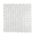 Sample - Pearl White 12x12 Polished Basketweave Dolomite Marble Mosaic Tile (5 pack, 5 sq ft/case)
