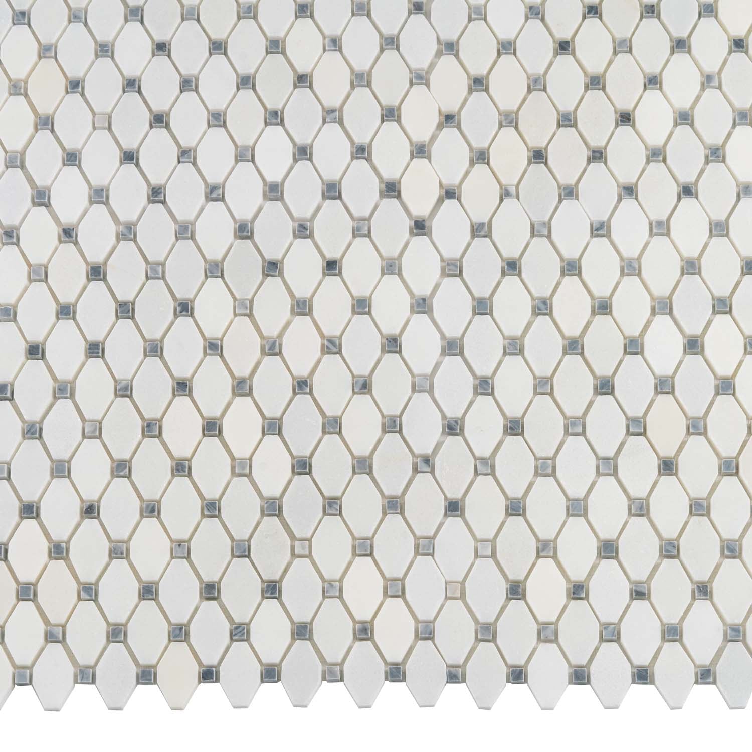 White 11x11 Polished Octagon Marble Mosaic Tile (5 pack, 4.51 sq ft/case) - Sample
