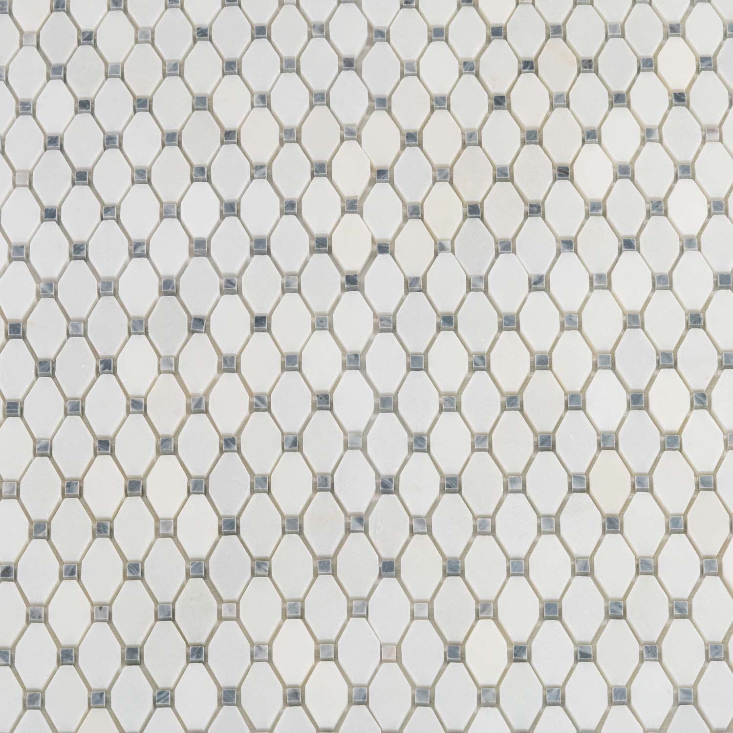 White 11x11 Polished Octagon Marble Mosaic Tile (5 pack, 4.51 sq ft/case) - Sample