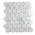 Sample - Cotton White 11x12 Polished Hexagon Bianco Carrara Bardiglio Marble Mosaic Tile (5 pack, 4.73 sq ft/case)