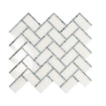Sample - White, Gray 10x11 Polished Marble Herringbone Mosaic tile (5 pack, 3.68 sq ft/case)