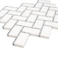 Sample - White, Gray 10x11 Polished Marble Herringbone Mosaic tile (5 pack, 3.68 sq ft/case)