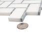 Sample - White, Gray 10x11 Polished Marble Herringbone Mosaic tile (5 pack, 3.68 sq ft/case)