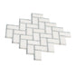 White and gray polished marble herringbone mosaic tile pattern 10x11 inches