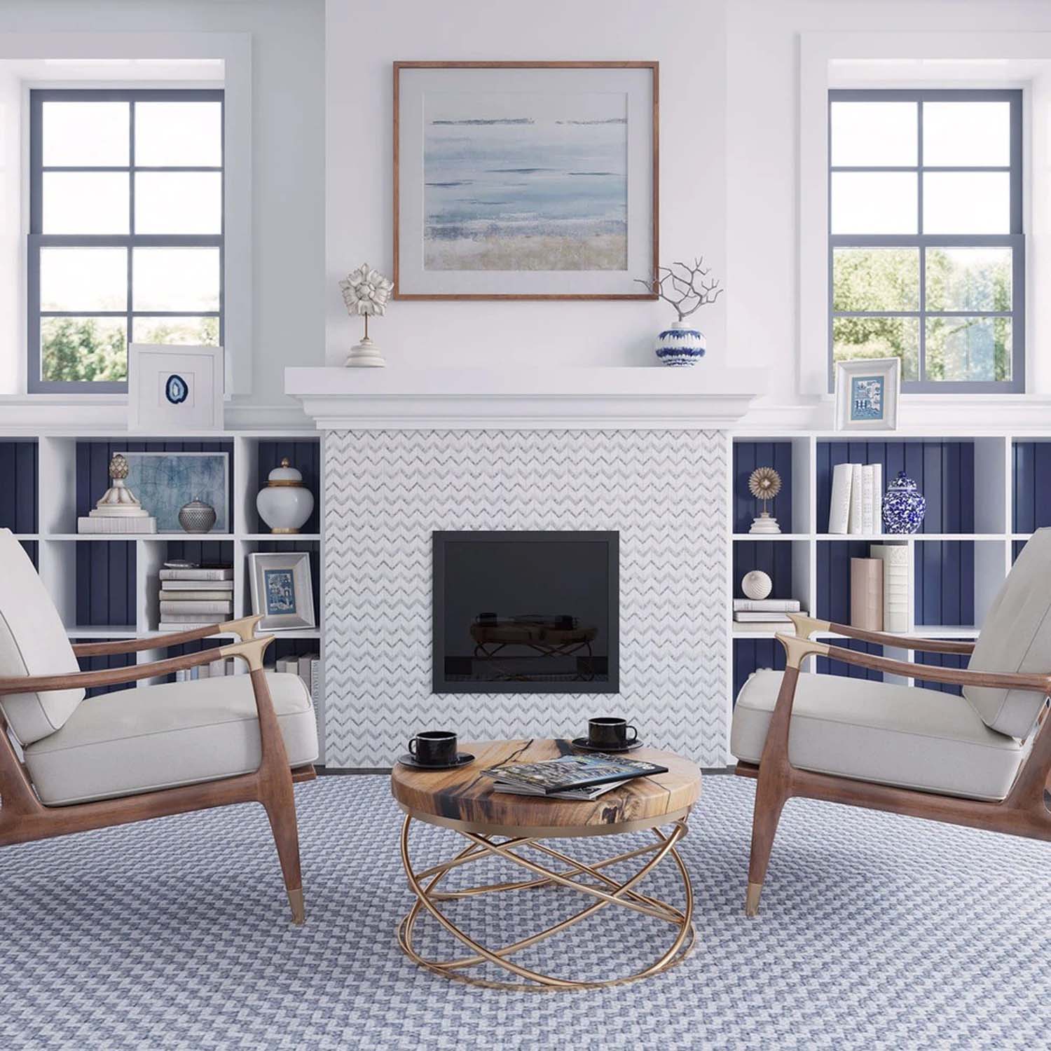 White Gray 10x12 Polished Herringbone Marble Mosaic Tile (5 pack, 4.3 sq ft/case) - Sample