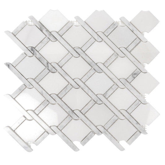 11x12 White Marble Mosaic Bathroom Tile
