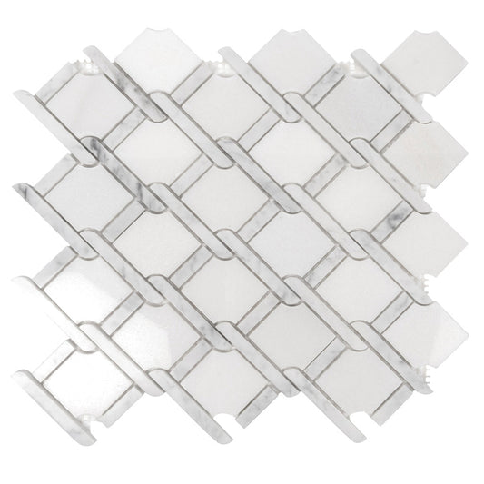 White 11x12 Polished Multi-shaped Marble Mosaic Tile (5 pack, 4.66 sq ft/case) - Sample