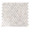 Sample - White 11x12 Polished Penny Round Bianco Carrara Marble Mosaic Tile (5 pack, 4.82 sq ft/case)