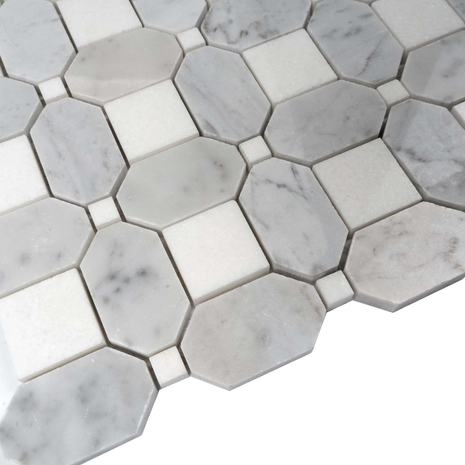 White Gray 12x12 Polished Multi-shaped Marble Mosaic Tile (5 pack, 5.17 sq ft/case) - Sample
