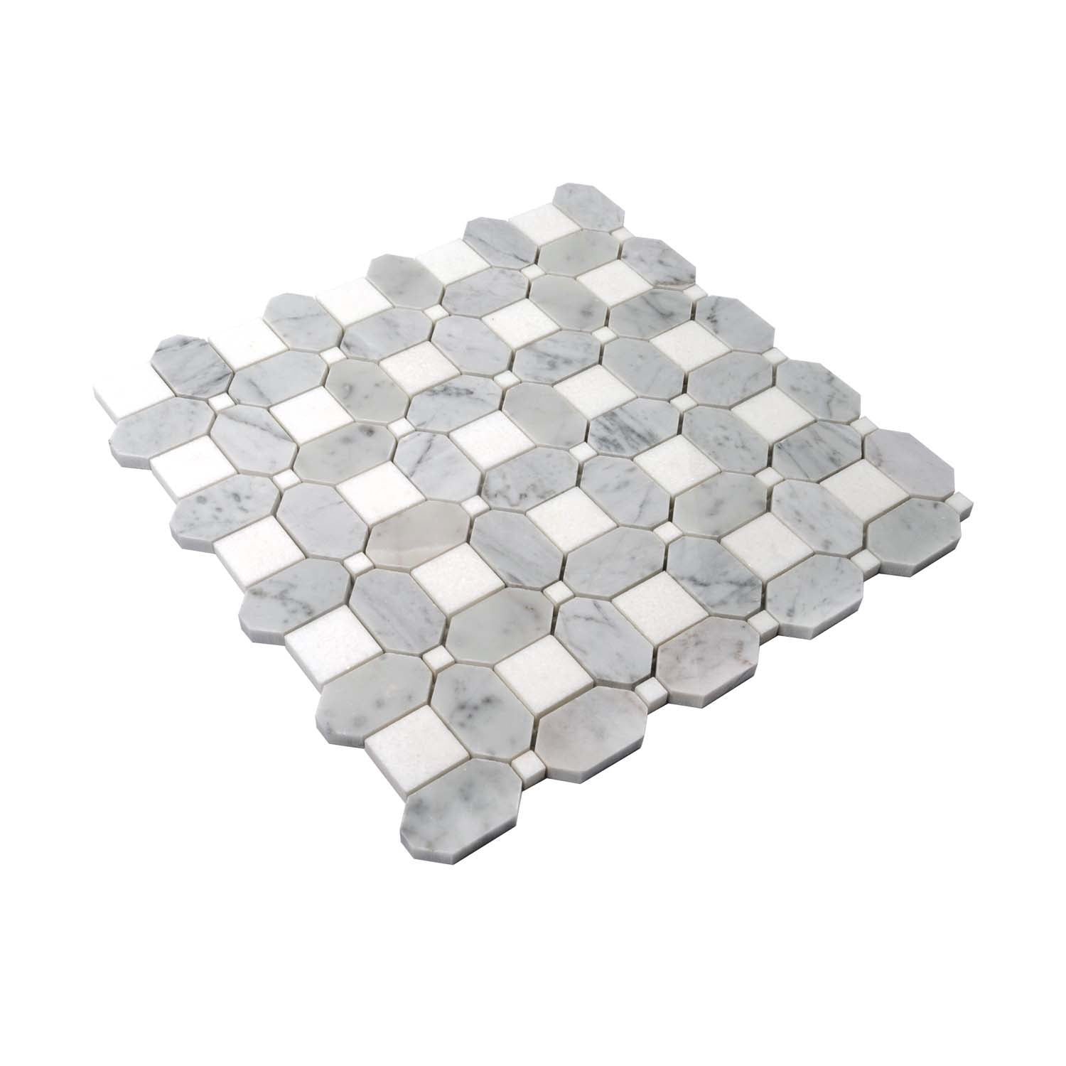 White Gray 12x12 Polished Multi-shaped Marble Mosaic Tile (5 pack, 5.17 sq ft/case) - Sample