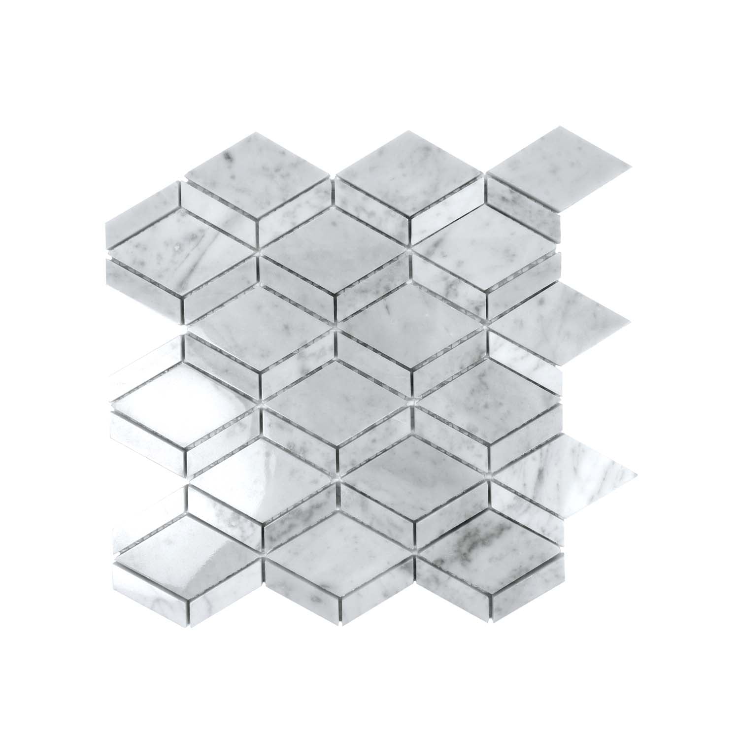 Pearl White 12x12 Polished Diamond Marble Mosaic Tile (5 pack, 4.59 sq ft/case) - Sample