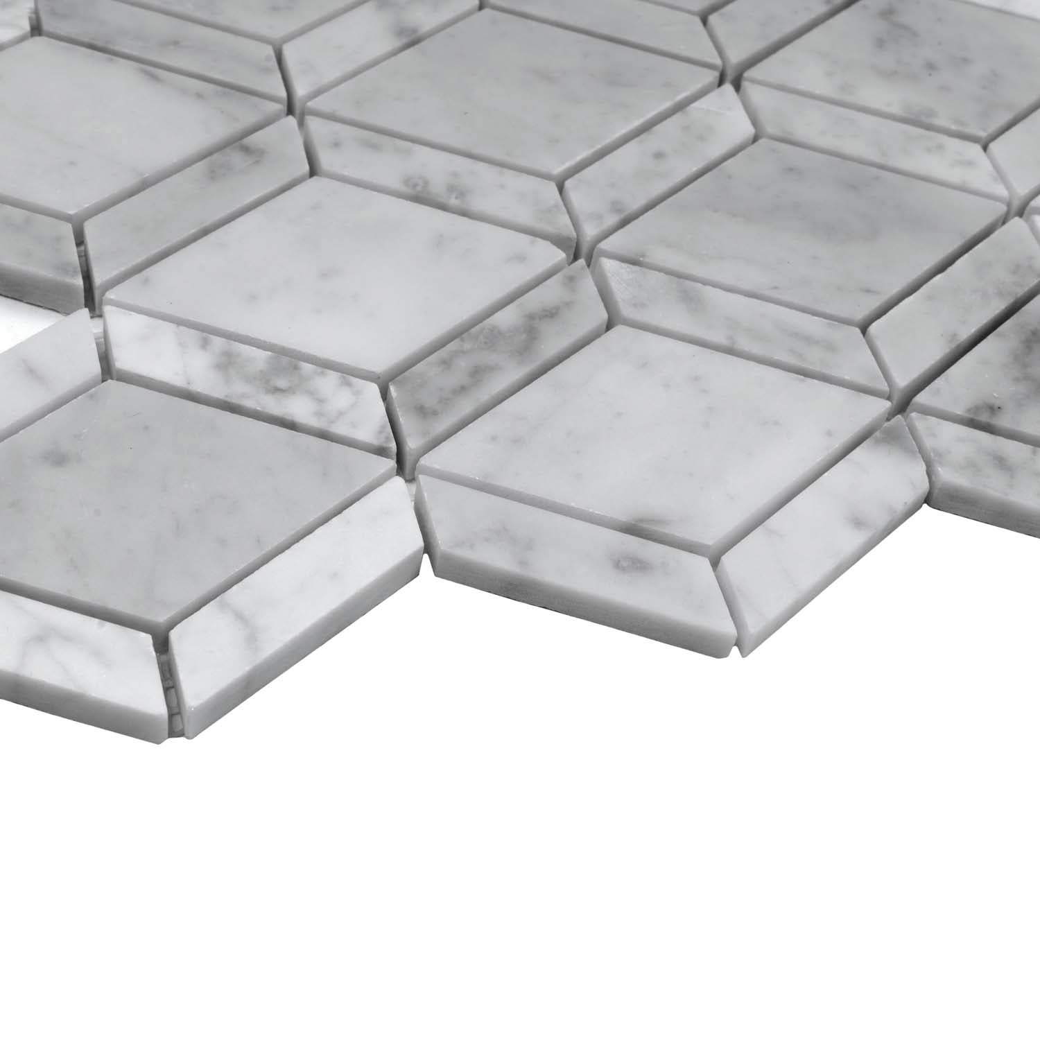 Pearl White 12x12 Polished Diamond Marble Mosaic Tile (5 pack, 4.59 sq ft/case) - Sample