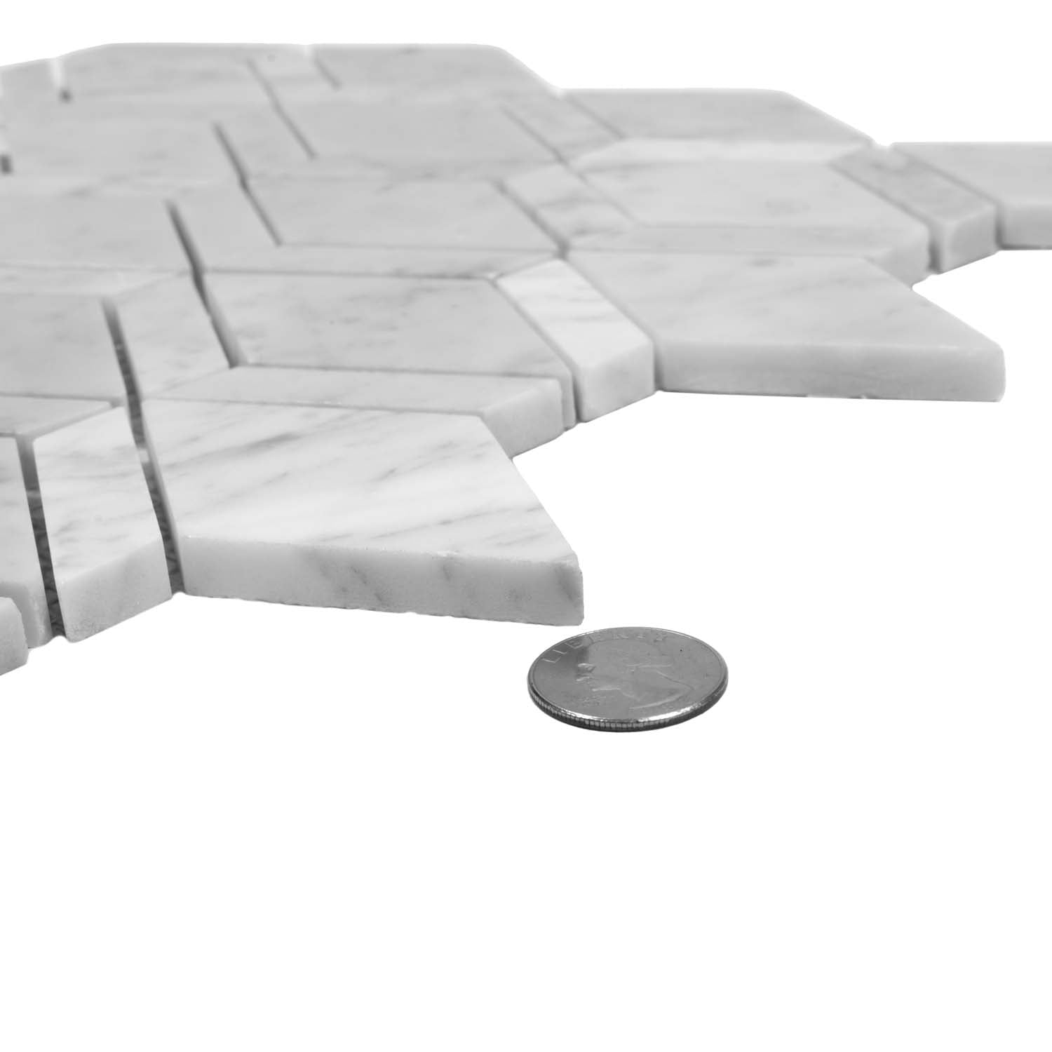 Pearl White 12x12 Polished Diamond Marble Mosaic Tile (5 pack, 4.59 sq ft/case) - Sample