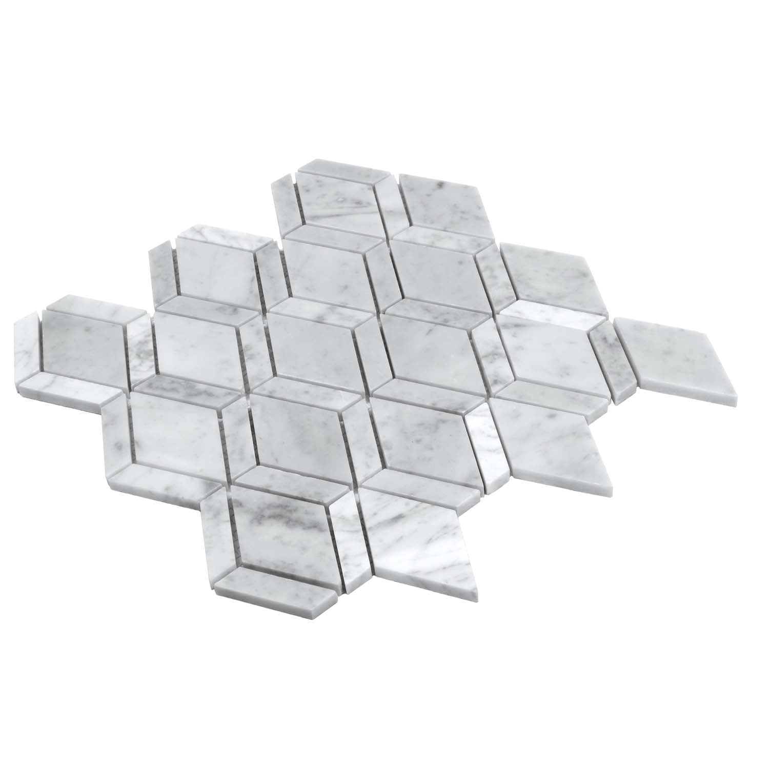 Pearl White 12x12 Polished Diamond Marble Mosaic Tile (5 pack, 4.59 sq ft/case) - Sample