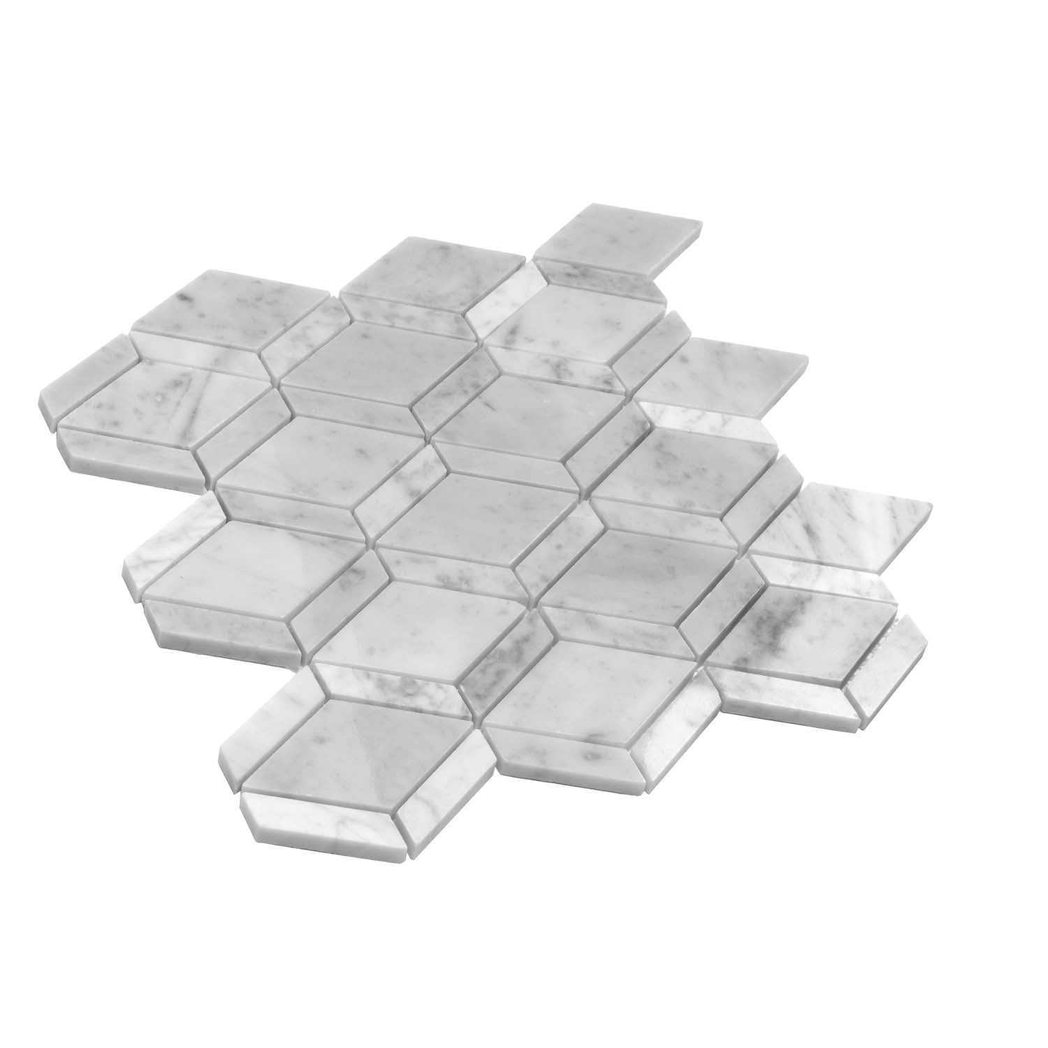 Pearl White 12x12 Polished Diamond Marble Mosaic Tile (5 pack, 4.59 sq ft/case) - Sample