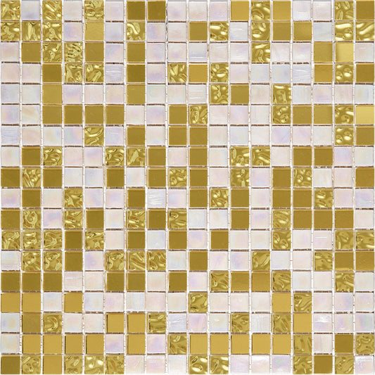 White Gold 12x12 Uniform Square Glossy Glass Mosaic Tile (20 pack, 18.69 sq ft/case) - Sample
