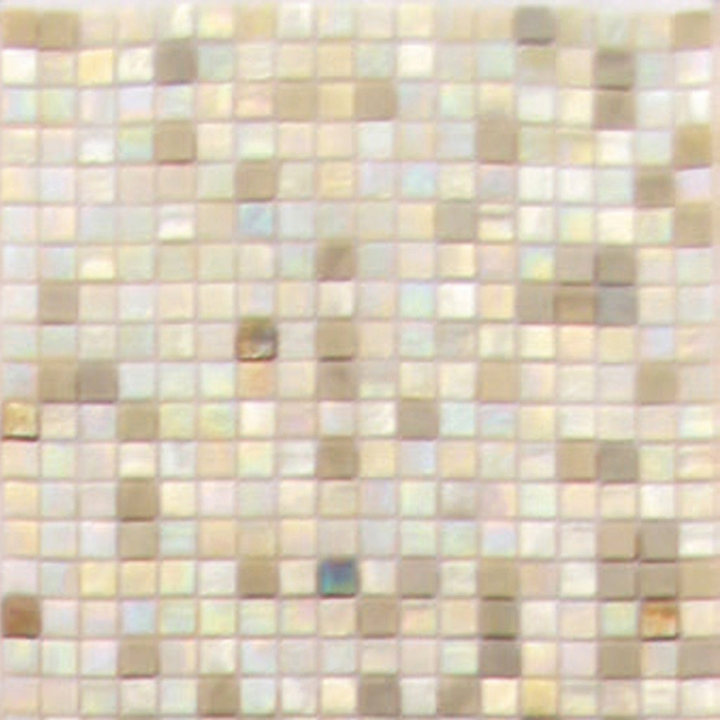 White and Beige Glossy Glass Mosaic Tile
