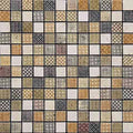gold ivory black silver textured stone square mosaic tile with varied patterns 12x12