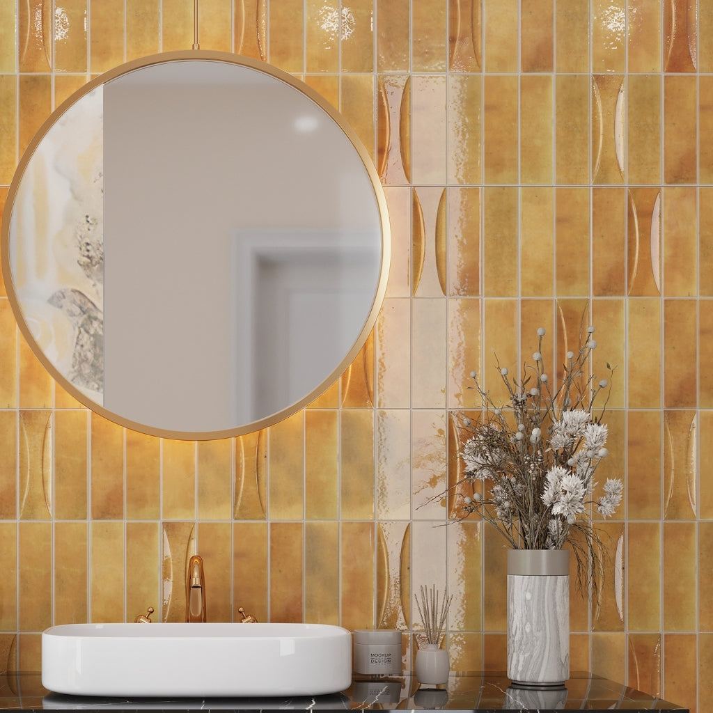 Honey Orange 2.5x8 Glossy Ceramic Subway Tile (38 pack, 5.38 sq ft/case)