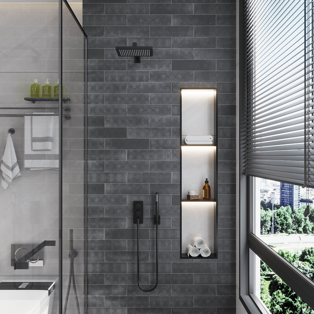 Sample - Eastern Black 3x12 Textured Etched Dot Elongated Subway Tile (5 sq ft/case, 20-Pack)
