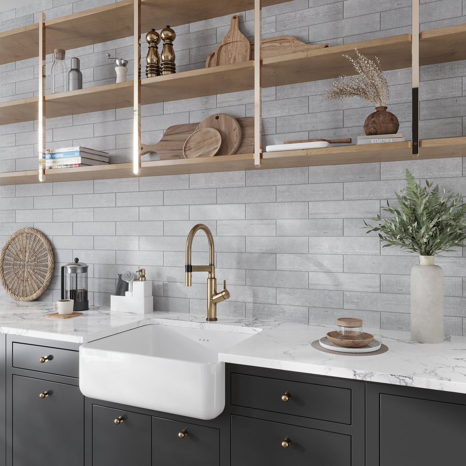 Sample - Gray 3x12 Textured Limestone Etched Dot Elongated Subway Tile (5 sq ft/case, 20-Pack)