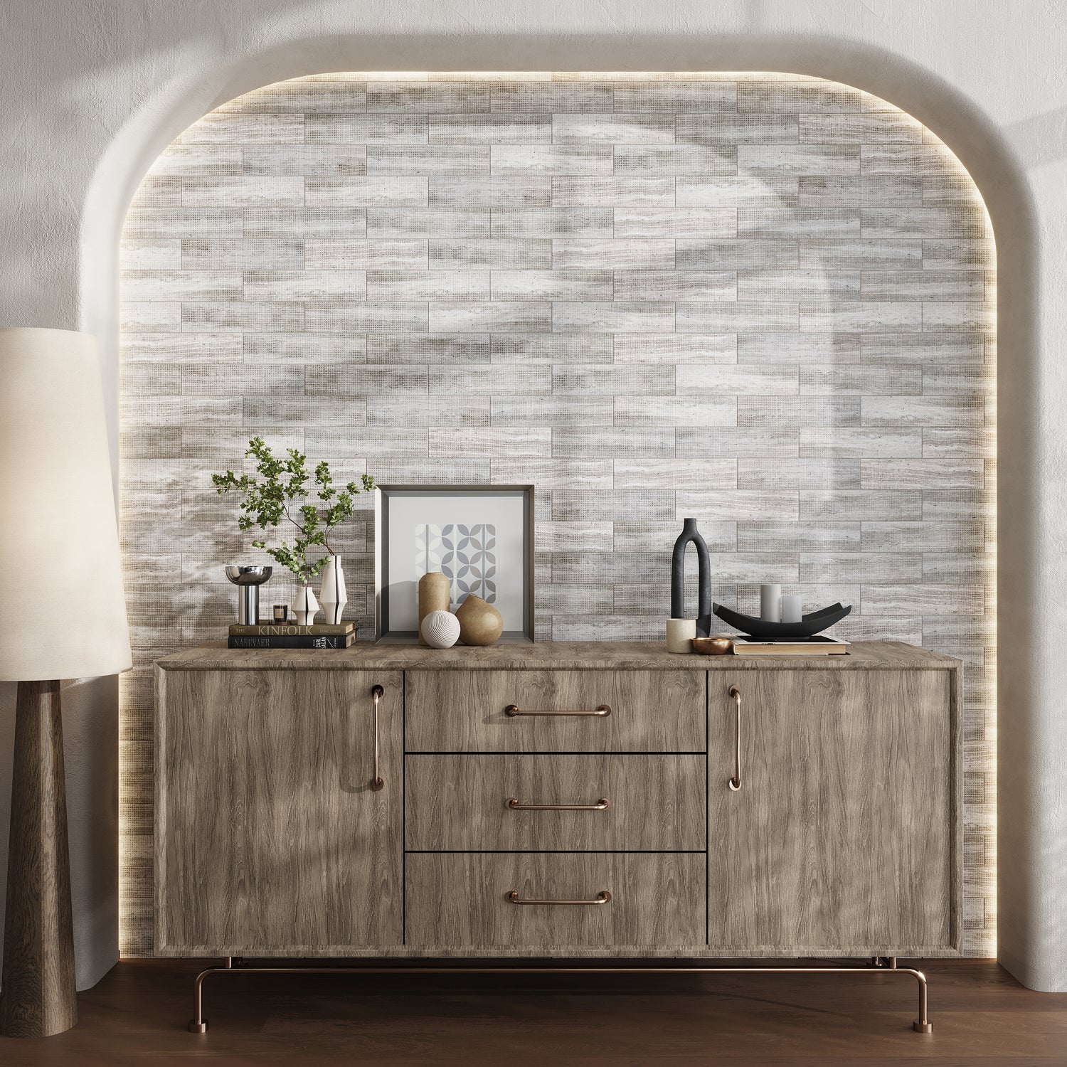 Wooden Grey 3x12 Textured Etched Dot Elongated Subway Tile (5 sq ft/case, 20-Pack)