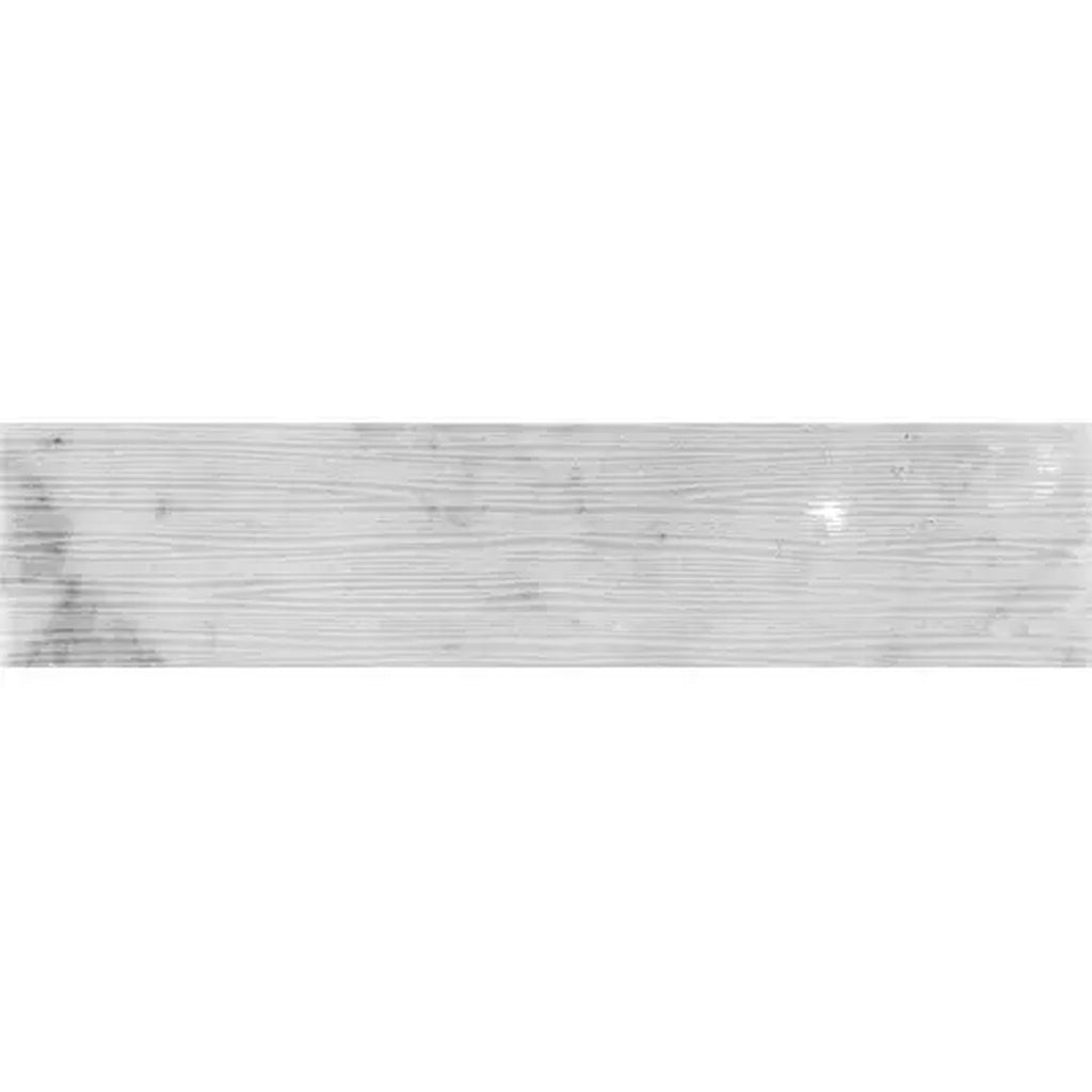 White 3x12 Textured Bianco Carrara Etched Linear Wave Elongated Subway Tile (5 sq ft/case, 20-Pack)